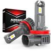 AUHSSAN H11 LED Lampadine, 80W 16000LM Fari LED H8/H9, 6000K Bianco Anabbaglianti o Abbaglianti Luminosi, 400% Più Luminoso Wireless Non Polarità Mini Lampadine Auto Sostituzione, Lampadina Nebbia, 2Pezzi