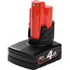 MILWAUKEE - Sistema agli ioni di litio M12B4, 4,0 Ah, Tipo batteria, tensione batteria: MB12V, MB12