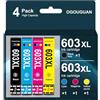 OGOUGUAN Caidi Compatibili Cartucce d'inchiostro per Epson 603XL 603 per Expression Home XP-3100 XP-4100 XP-2100 XP-2105 XP-3105 WF-2850 WF-2835 WF-2830 (Nero Ciano Magenta Giallo, 4-Pack)