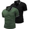 JACKETOWN 2 Pack Polo Uomo Manica Corta Golf Polo Uomo con Tasca Asciugatura Rapida Traspirante Lavoro Polo Uomo Estate Slim Fit Camicia Tennis Basic Tshirt(Grigio Nero XL)