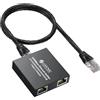 eSynic Gigabit Ethernet Splitter 1 in 2 Out con Cavo di Rete 0.5m, RJ45 LAN Switch 1 a 2 Porte 1000mbps con Cavo Type-C di Alimentazione, 1X2 Sdoppiatore di Rete Supporta Cavi Cat5/5e/6/7/8