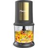 Bestron AKC200GP - Tritatutto elettrico multifunzione con due lame da taglio e capacità da 500 ml, grande pulsante a impulsi, 3.000 giri/min, collezione Golden Platin, colore: oro/grigio opaco