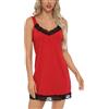 Quoboquo Camicia da Notte Donna Cotone Camicia da Notte Senza Maniche Sottoveste Sexy Corta in Pizzo con Scollo a V