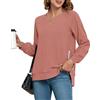 WNEEDU Felpa Donna Invernale Senza Cappuccio Maglia con Spacco Laterale(Arancione Rosa M)