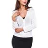 Sykooria Cardigan da Donna Manica 3/4 Elegante con Bottoni, Bolero Corto Scollo V Fashion per Ufficio o Serata, Maglieria Leggera per Primavera Estate, Bianco XL