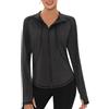 Gyabnw T Shirt Maglietta Sportiva da Donna Maniche Lunghe Magliette Donna Sportive Felpa Donna con Zip Asciugatura Rapida Tinta Unita Yoga Fitness