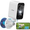 ieGeek 2K Telecamera Wifi Esterno Senza Fili, Base Magnetica, Pan 300° Telecamera Wi-fi Esterno/Interno con 5200mAh Batteria. Visione Notturna a Colori, Rilevamento del Movimento PIR, IP65, S2