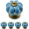 Ganzoo pomello mobili a corona in porcellana blu, decorazione bronzo anticato in stile vintage, superficie lucida facile da pulire, set 4 pezzi per cassetti armadi comodi, 38mm, montaggio 18mm