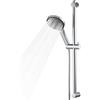 OFFO Asta doccia con doccetta da 70 cm, soffione doccia con tubo e supporto, soffione doccia con 6 tipi di getto e tubo da 1,6 m, set regolabile da 680 mm, cromato