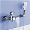 KULACO Miscelatore per vasca da bagno con doccetta, rubinetto da bagno a cascata, miscelatore doccia in ottone con 3 funzioni, miscelatore per vasca da bagno con interruttore a pressione, cromato