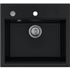 empiria SINK QUALITY SINK Quality Lavello Cucina 1 Vasca Negro 56 x 51 cm - Sifone a pulsante e impregnazione inclusi - Lavandino in Granito Cucina al mobile 60 cm