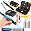 Retoo Set saldatore 60 W, riscaldamento in ceramica, temperatura regolabile 200 - 450 °C, set di saldatura per lavori elettrici con 5 punte di saldatura sostituibili, pompa dissaldante, supporto