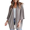 Bienwwow Cardigan da donna leggero estivo casual aperto davanti cardigan a nido d'ape maglia a 3/4 manica a pipistrello cardigan moda sciolto tinta unita spiaggia copertura, grigio, L