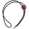 JEAN'S FRIEND Vintage Silver Plated Nature Red Tiger Eye Stone Oval Bolo Tie Cravatta