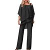 Generico Tute Eleganti Donna Cerimonia 2 Pezzi Completo di Pantaloni Lungo Moda Vestito Taglie Forti Tute Senza Manica Sexy Tailleur e Lavoro Baggy Playsuit Curvy da Sera Interi