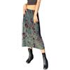 ARESU Abito Lungo Vintage da Donna Gonna Longuette con Stampa Floreale Gonna Lunga a Vita Bassa Streetwear-Verde-L
