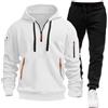 Daikascbny Completo Palestra Uomo Tuta Invernale - Felpa con Cappuccio e Zip e Pantaloni - Tuta da Ginnastica Traspirante in Cotone Felpato - Completo Sportivo