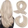 Moresoo Extension Biadesive Capelli Veri #P18/613, 30cm 30g 20 Pezzi, Extension Adesive Biondo Cenere e Platino, Nastro Invisibile Remy Hair Effetto Sfumato Professional