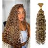 TNICE Tessitura brasiliana umano Braiding Hair Wave Boho Braids Uman Hair Bulk Hair Extension No Weft Tessitura Capelli umani naturali Meches Brasiliane 24 pollici 27# Colore biondo (50g /Pack)