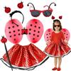 Edmirfun Costume Ladybug Bambina,Costumi da Coccinella Bambina,Bacchetta da Fata,Gonna in Tulle,Ali,Bacchetta da Fata,Vestito Ladybug Bambina,Costumi da Fata Carnevale Halloween Travestimento