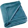 Linder - Plaid rettangolare morbido e coccooning - Colore blu petrolio - 100% poliestere - Dimensioni 130 x 180 cm - Collezione Cocoon