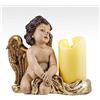 DRW Candela con Angelito in Ginocchia in Resina Dipinto a Mano 15 cm