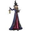 DRW Statuetta strega con una candela e un libro in resina dipinta a mano da 60 cm