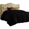 Utopia Bedding Trapunta per tutte le stagioni, 250 g/m², in peluche, con imbottitura in fibra siliconata, per letto matrimoniale, con cuciture quadrate, colore: nero