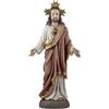 DRW Statuetta del Sacro Cuore di Gesù in Resina Dipinta a Mano Stile Legno Chiaro 58 cm