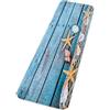 A.Monamour Tappetino per Il Bagno Antiscivolo Assorbente Morbido Retro Blu Pavimento in Legno Rete da Pesca Conchiglie Stelle Marine Nautiche Lavabile Tappeto Tappetini Doccia Cucina Zerbino 40x60cm