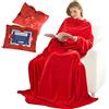 Lucadeau Coperta coccola con maniche, regalo per donna 30° 40° 50° 60° compleanno regalo per fidanzata mamma sorella casa patio campeggio viaggi 150 x 200 cm (Rosso)