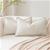 Artscope 2 Pezzi Lino Copricuscini Morbido Decorativo Federe per Cuscini in Finto Lino per Domestica Soggiorno Camera da Letto Divano 40x60cm, Beige