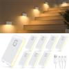 WILLED Luce Notturna Bambini, 8 Pezzi Luce Notturna Sensore Movimento, Caricabile USB Luci Armadio Led con Sensore con 3 Modalità (Auto/ON/OFF), per Scale, Camere da Letto, Cucina, Corridoio e Bagno
