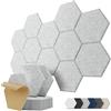 Kuchoow Pannelli Fonoassorbenti Esagonali Adesivi per Parete, 12 Pezzi Pannello Acustici Decorativi per Riduzione dell'Eco, Stanza, Ufficio, Studio, Soffitto, 30x26x0,9 cm, Grigio