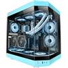 Mars Gaming MC-3T, Case Gaming Custom ATX, Vetro Temperato Continuo Tripla Finestra, Supporto Raffreddamento Liquido Completo, Doppia Camera Laterale, 3x Slot PCI Verticali, USB-C e USB 3.0, Blu