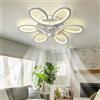 Dceinz LED Lampadario Con Ventilatore Silenzioso Dimmerabile Fiore Ventilatore Da Soffitto Con Luce Camera Da Letto Telecomando Reversibile Lampadario Ventilatore Smart Moderno 65cm Per Cucina, Bianco
