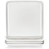 MALACASA, Serie Ivy,Piatti piatti piatti in porcellana, Servizio piatti piani, piatto bianco, 4 pezzi piatti piatti quadrati 25,5 cm