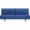Beliani Divano Letto Imbottitura in Velluto Blu 3 Posti Braccioli Regolabili