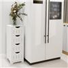 HUOLE Mobile da Bagno, Cassettiera, Armadio a Colonna a Terra Con 4 Cassetti, per Soggiorno, Sala da Pranzo, Cucina, Stile Moderno, 30 * 30 * 82 cm - Bianco