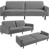 Soberine Divano Letto in 3 Posti Trasformabile Divano di Design Moderno con Schienale Reclinabile e Gambe in Legno per Soggiorno Studio Salotto Appartamento Camera degli Ospiti Grigio Scuro
