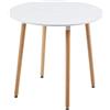 FURNITABLE Tavolino da Cucina Scandinavo | Tavolo da Pranzo Rotondo Bianco | 4 Gambe in Legno di Faggio | 80 x 74 cm