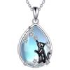 YAFEINI Collana Volpe/Axolotl/Gatto/Cane/Colibrì per Donna Argento Sterling 925 Pietra di Luna Ciondolo Gioielli Animali Regali per Donne Ragazze, 23mm, Argento sterling, Pietra di luna