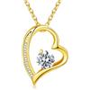 Bramart Collana Donna - 1 Cuore Finitura in Oro Giallo 14k - Idea regalo per lei Finitura in Argento, Anniversario Matrimonio Idee Regali Compleanno - Cofanetto Incluso (Collana Donna - 1 Cuore Oro)