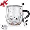 Binoster Regalo Donna Tazza Gatto Tazzine Caffè Particolari Doppia Parete Bicchieri Acqua Vetro Regalo Mamma,Ragazza,Migliore Amica Compleanno,Natale,San Valentino,Halloween Tazza da The Tazza Cappuccino