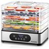 FOHERE Essiccatore Alimentare, 420 W, Essiccatori per Alimenti con 5 livelli, Temperatura 35°C/70°C, impostazione manuale di tempo e temperatura, Essiccatore per Frutta, Verdura, Carne, Senza BPA.