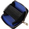 VISOUL Porta Carte di Credito in pelle, Portafoglio da Uomo in Vera Pelle di Piccole, Portafoglio con Cerniera di Blocco RFID con 11 Scomparti per Carte e 1 Scomparto per Monete Nero+Blu
