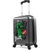 MINECRAFT Valigia Bambino Creeper Trolley Bambino Rigido 4 Ruote Valigia per Bambini da Viaggio Regali per Gamer (S(L49cm x W33, 30L), Grigio)