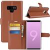 HualuBro Custodia Samsung Galaxy Note 9, Custodia in Pelle PU Leather Portafoglio Wallet Protettiva Flip Case Cover per Samsung Galaxy Note9 2018 Smartphone (Marrone)