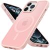ÁRBOLORO Cover Magnetica per iPhone 12 Pro Max 6,7 Pollici Compatibile con MagSafe, Custodia Traslucida Opaca Bumper Sottile Antiurto Glassata Cellulare Case Anti Impronte, Rosa