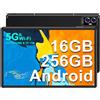 UJJ Newest Tablet Android Tablet 11 Pollici Tablet 16GB RAM + 256GB ROM (1TB TF), Octa-Core, 2.0 GHz, 1280 * 800 IPS FHD, 5G WiFi, 8600mAh, Bluetooth 5.0, 8MP+13MP+2MP, Tablet PC con Custodia, Nero